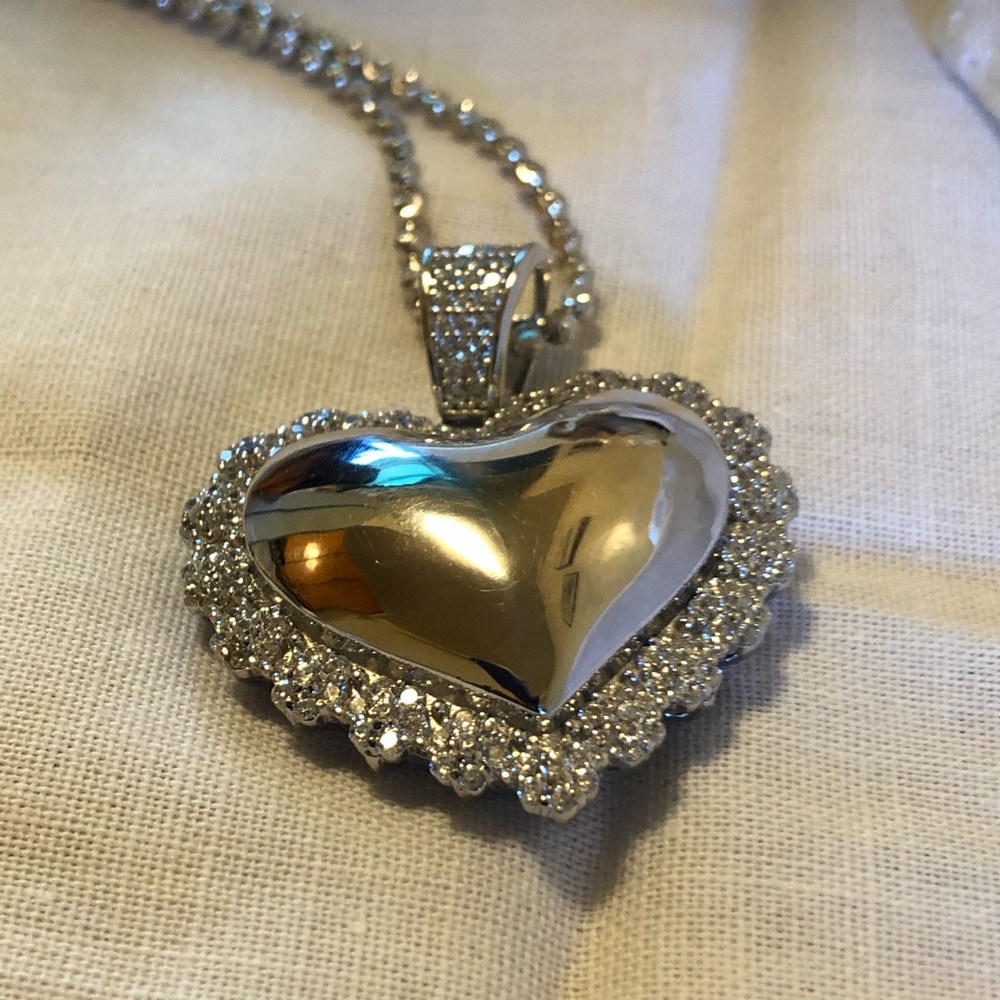 The puff heart necklace (sterling silver)